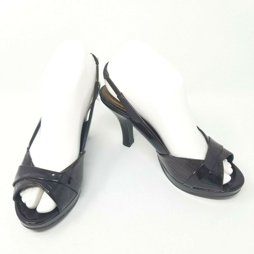 Maurice's Sling Back Peep Toe Heels Lizard